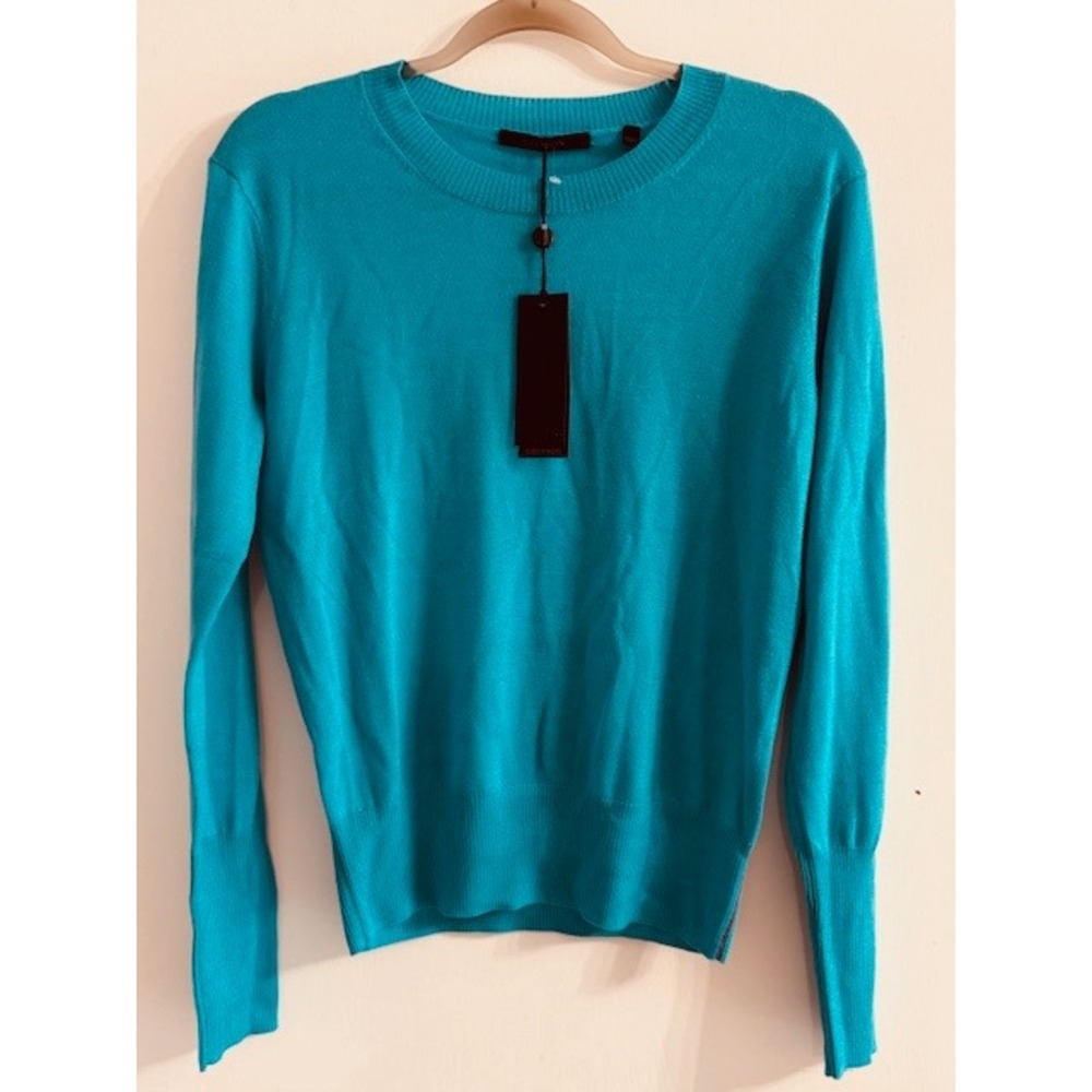 Greyson Golf 75% Wool/25% Silk Sweater Womens Size M Lagoon Blue Crewneck Par